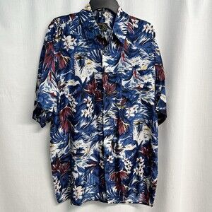 Hawaiian Silk Company Multicolor Bird Of Paradise Hawaiian Shirt XL Classic